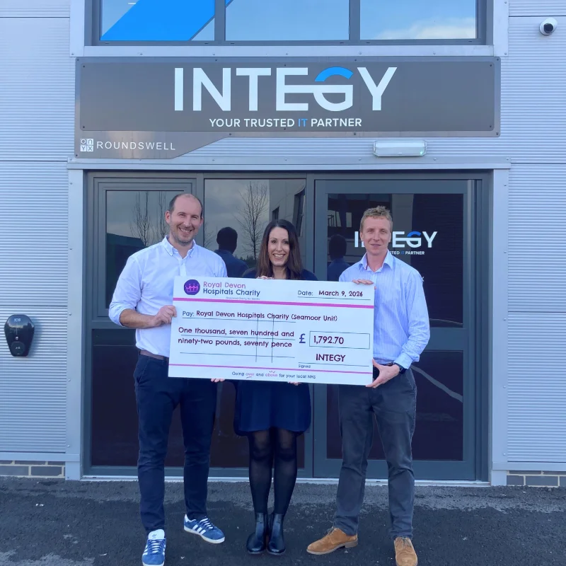 INTEGY RDHC Cheque presentation outside office